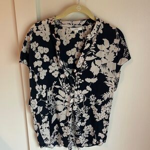 Floral Black and White Women's Top